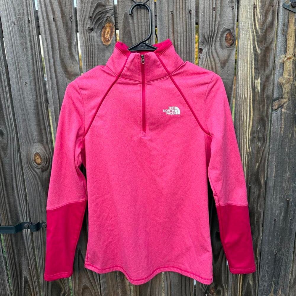 The North Face Pink Colorblock Quarter Zip Fleece Pullover Jacket Women's Medium